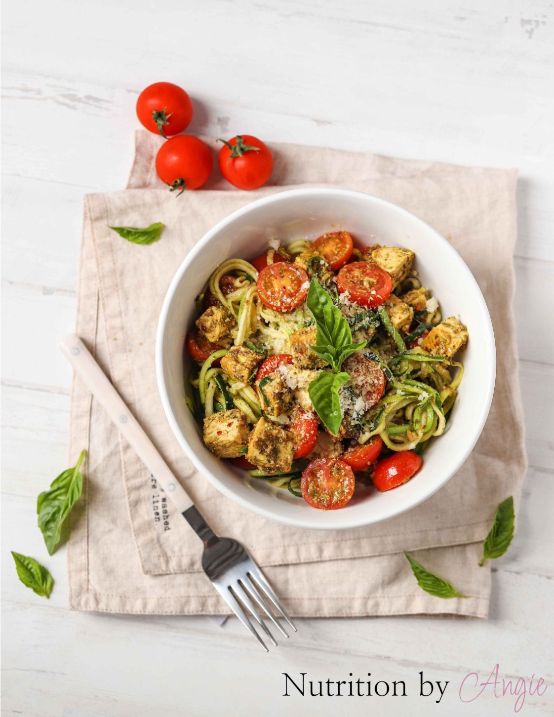 Low Carb Pesto Zoodles with Chicken