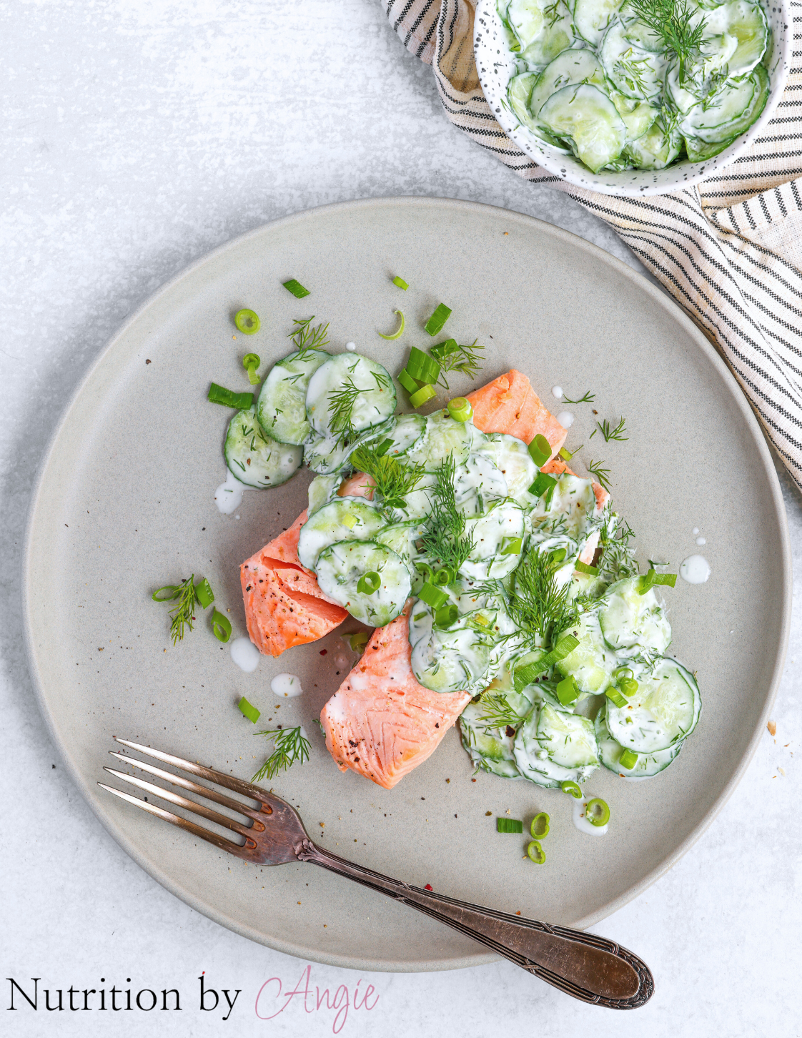 Poached Salmon with Cucumber Salad