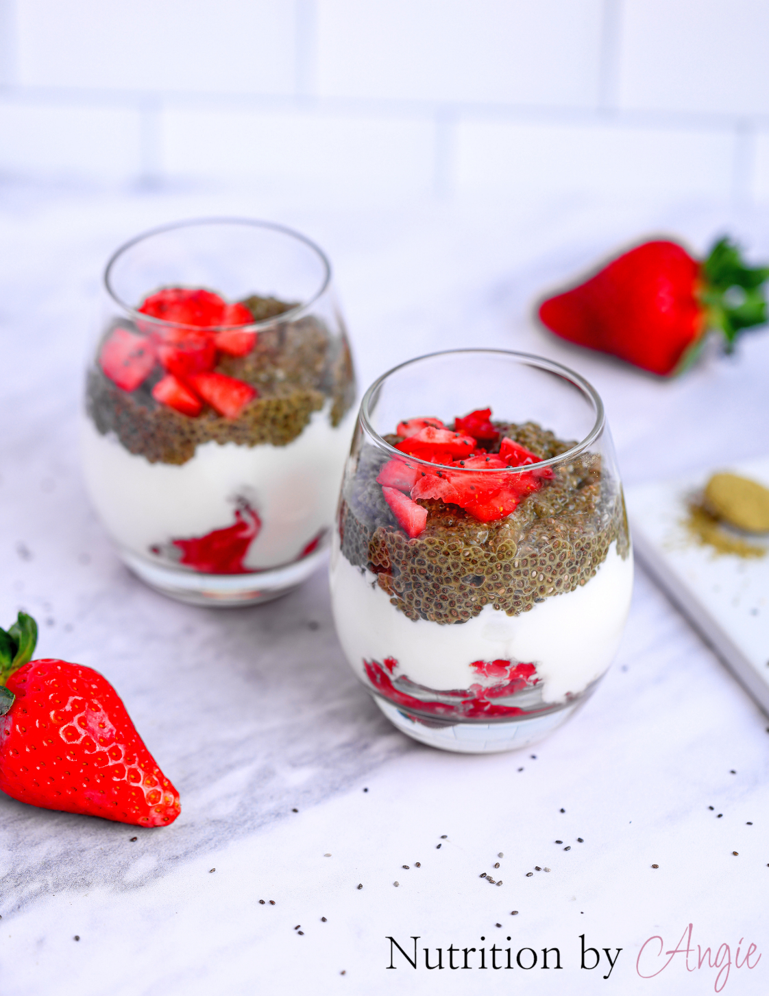 Strawberry Matcha Chia Pudding