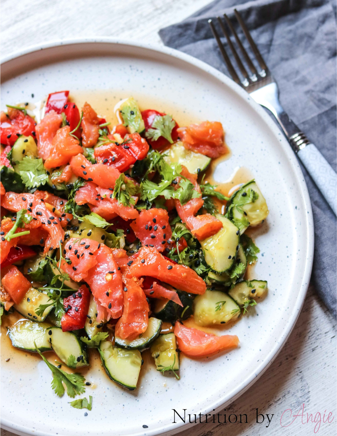 Crushed Cucumber and Salmon Salad