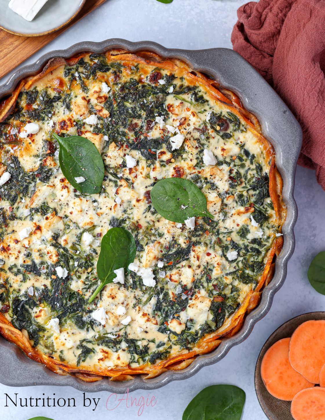 Sweet Potato, Spinach and Feta Quiche