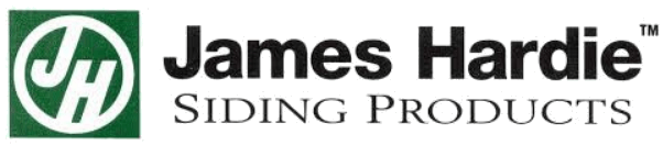 Logo for James Hardie Siding Products with a green circle containing the initials 'JH' and black text.
