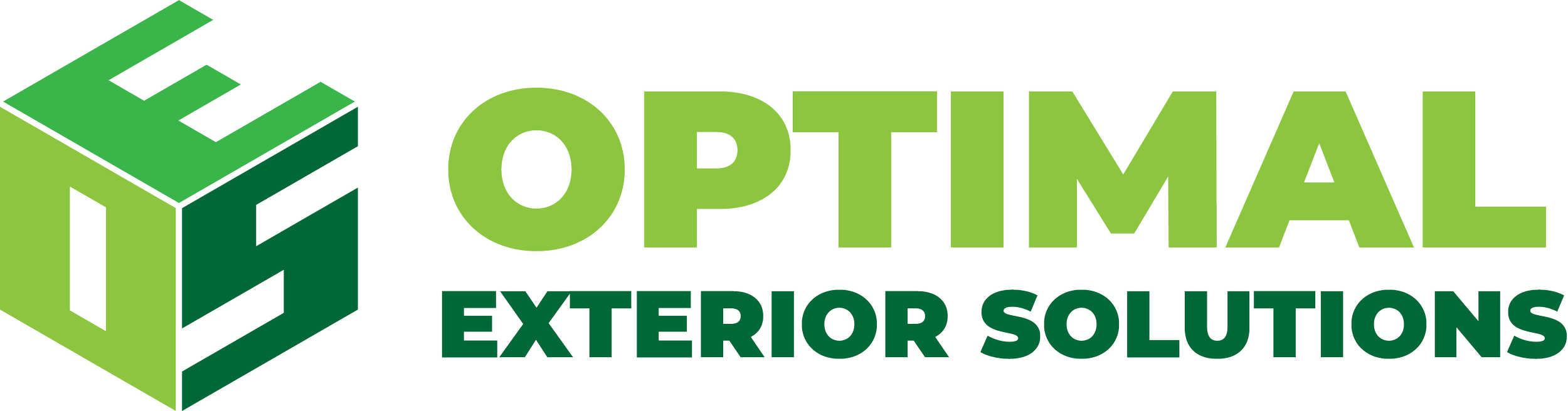 Logo for Optimal Exterior Solutions featuring a 3D cube and green text.