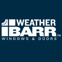 Weather Barr logo with a dark blue background, white text, and a small icon of a window with a raindrop inside.