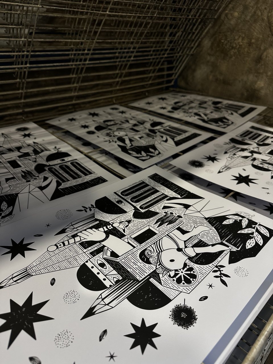 I poster appena stampati.