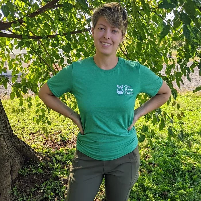 Farm manager Sophia at One Acre Farm