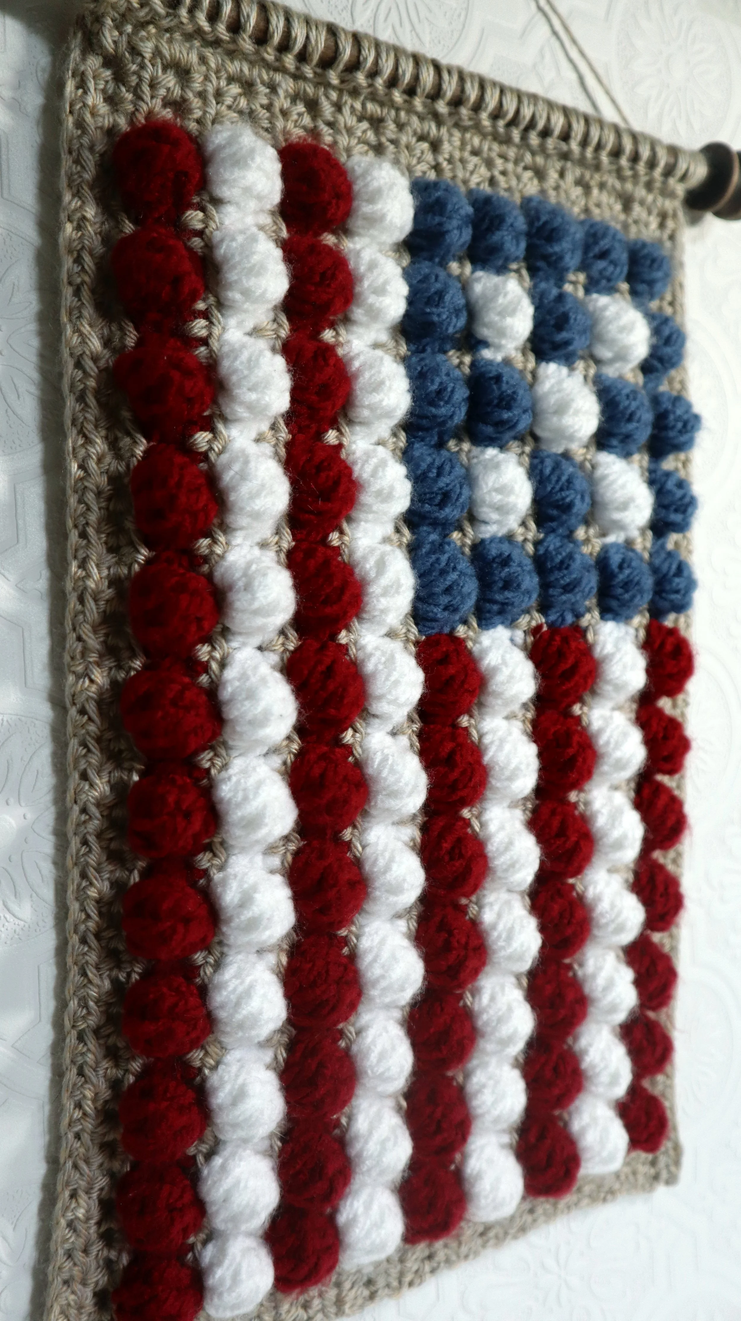 American Flag Bobble Stitch Wall Art