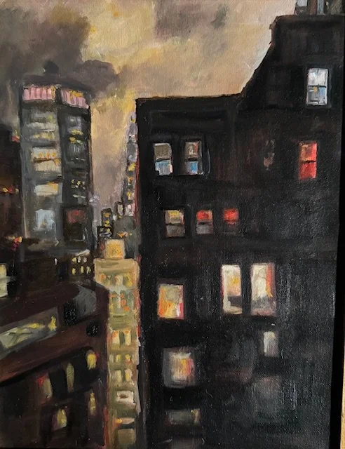 Stormy Night, New York | oil | 14" x 18"|$400