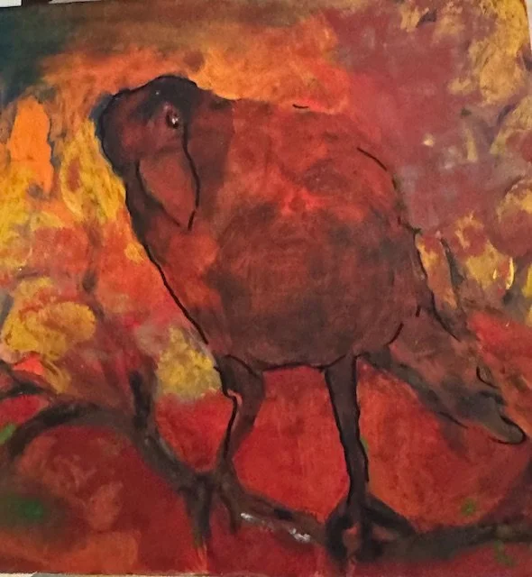Crow at Red Dawn | 10"x 10"  | Gauche |Sold