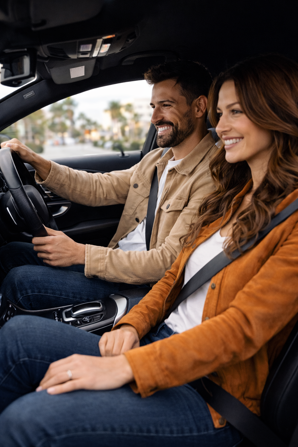 Guest driving a luxury SUV rental from London for business or leisure trip with Vinaro car hire