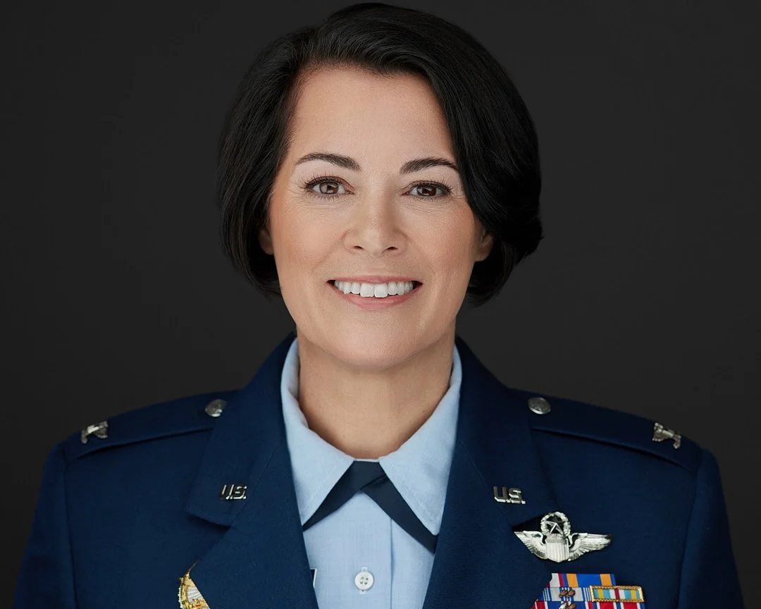 Headshot of a female Thunderbird pilot in her dress uniform in my clarksburg studio