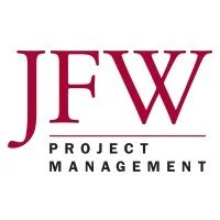 JFW Project Management logo, featuring the letters 'JFW' in red above the words 'Project Management' in black.