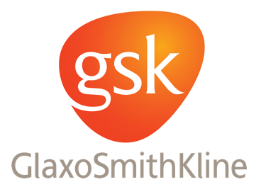 GlaxoSmithKline logo with orange shield and "gsk" text