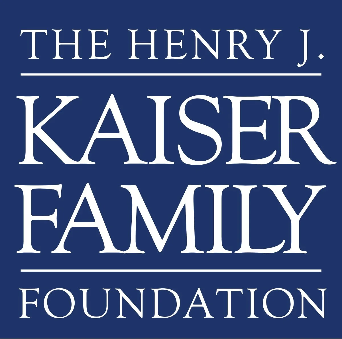 Logo of The Henry J. Kaiser Family Foundation, white text on a blue background.