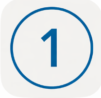 Number one inside a blue circle on a light background