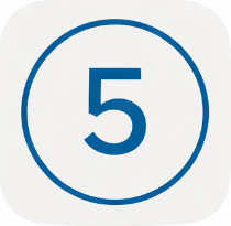 Number five inside a blue circle on a white background