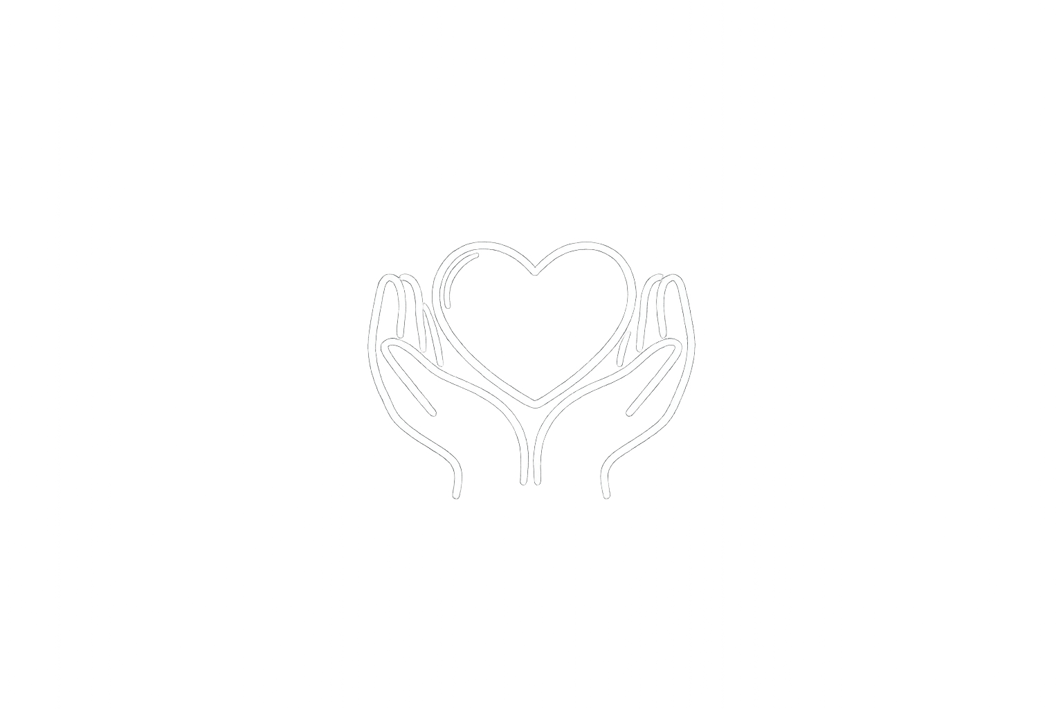 Neon sign of two hands forming a heart shape on a gray background.