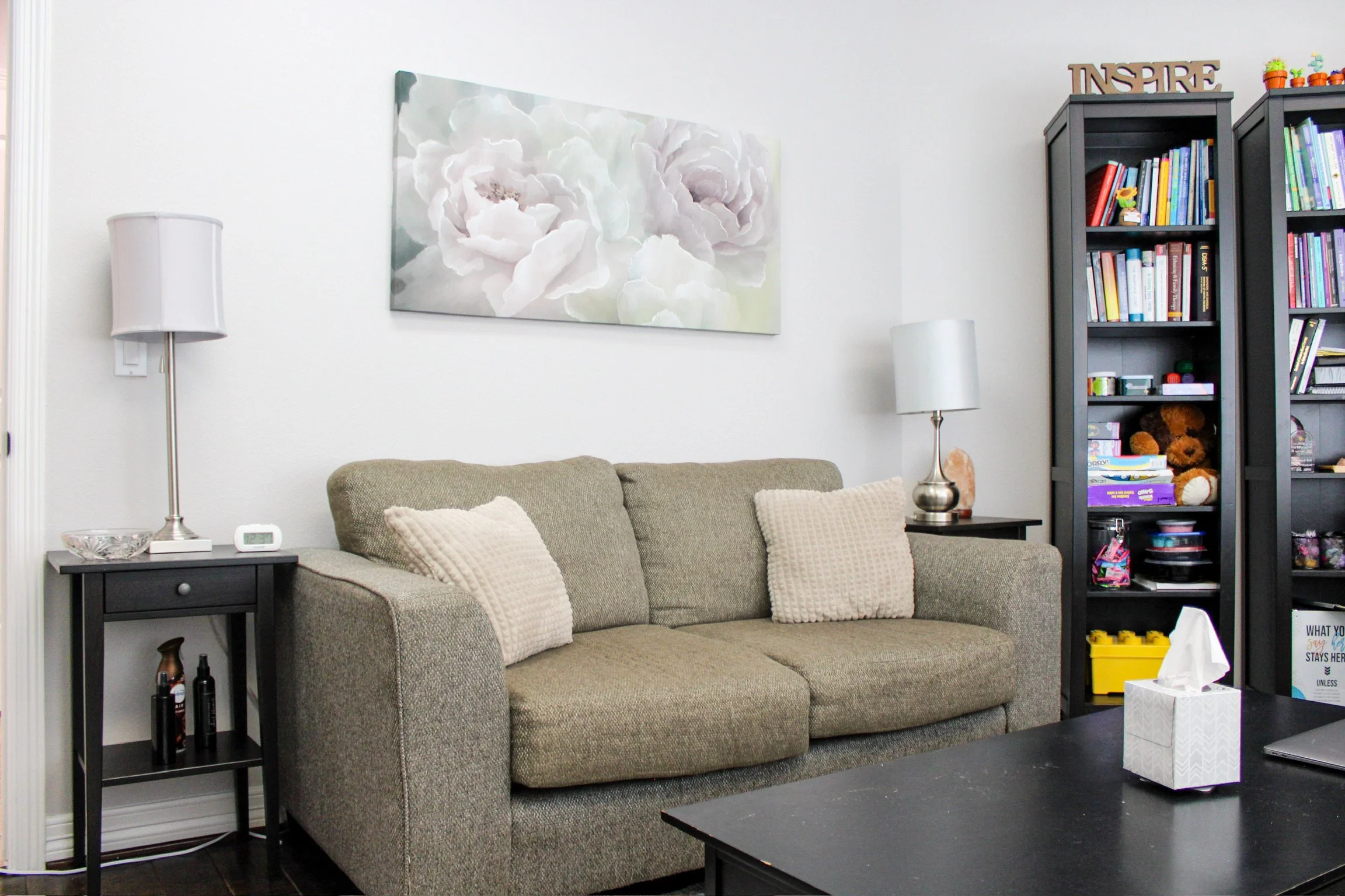 “Comfort-oriented counseling environment for family and individual therapy.”