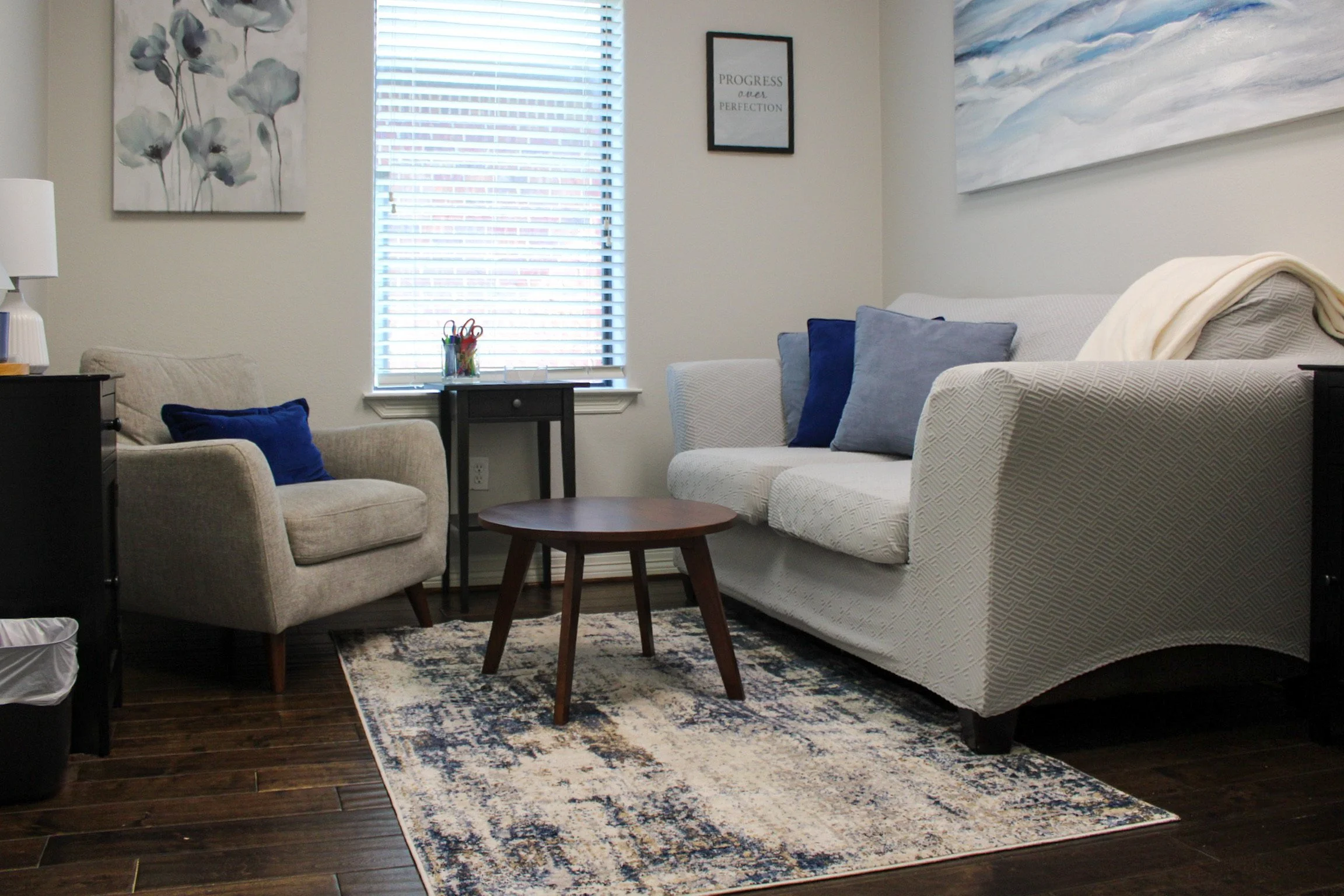 “Relaxing counseling environment helping clients feel grounded and understood.”