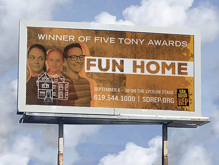 Billboard ad for "Fun Home" at San Diego REP