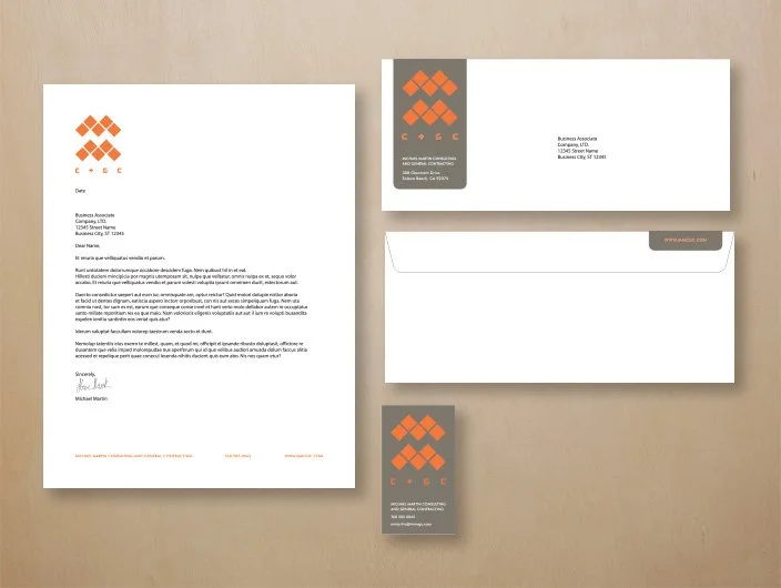 MM C&GC business card and stationery