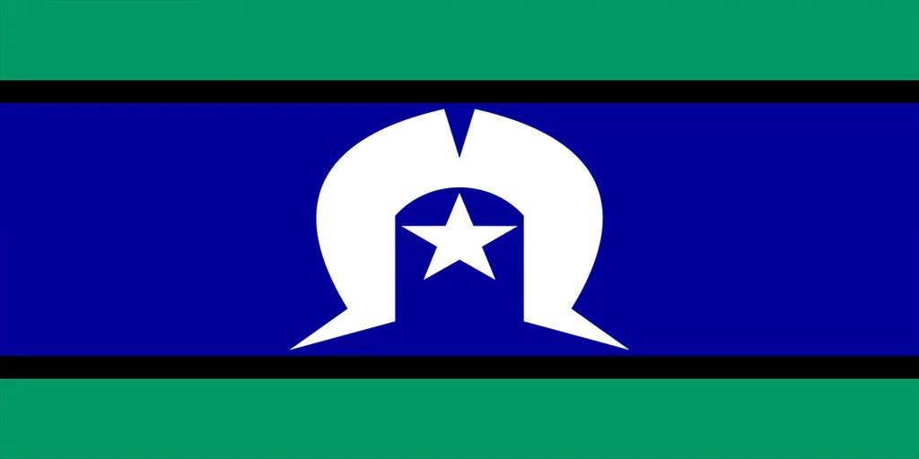 Flag with green stripes at the top and bottom, a blue horizontal stripe in the middle, and a white star and horse head symbol in the center.