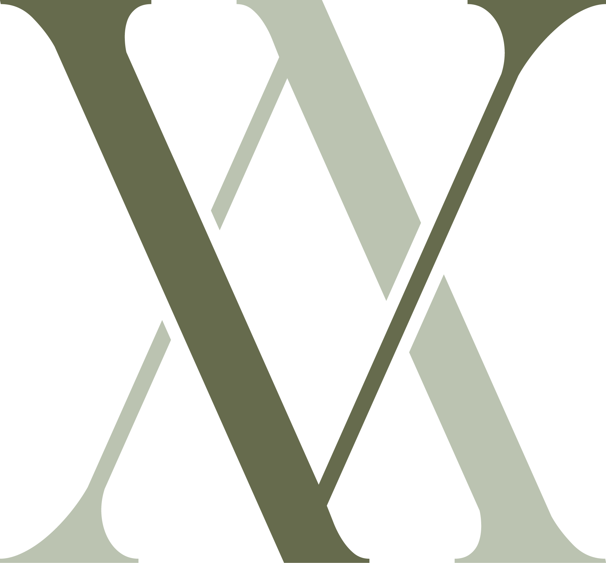 Stylized letter X overlapping another X in green shades