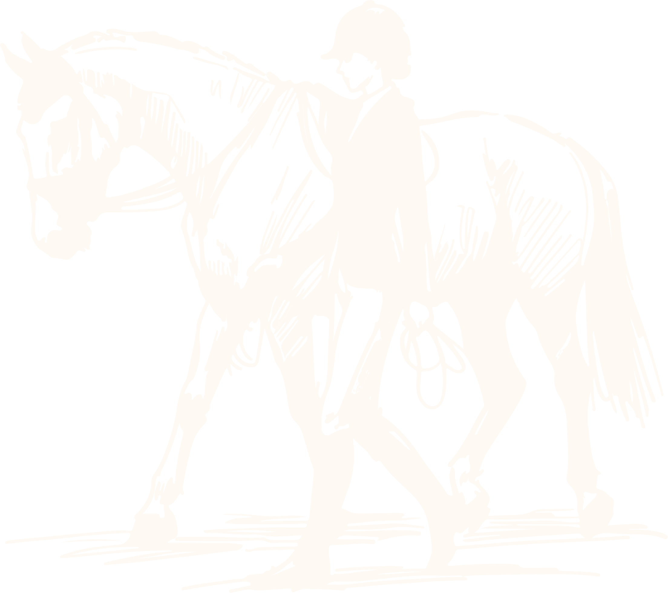 Silhouette illustration of a person walking a horse.