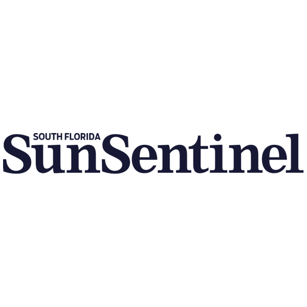 Logo for South Florida Sun Sentinel. Text reads 'South Florida Sun Sentinel' in dark blue font.