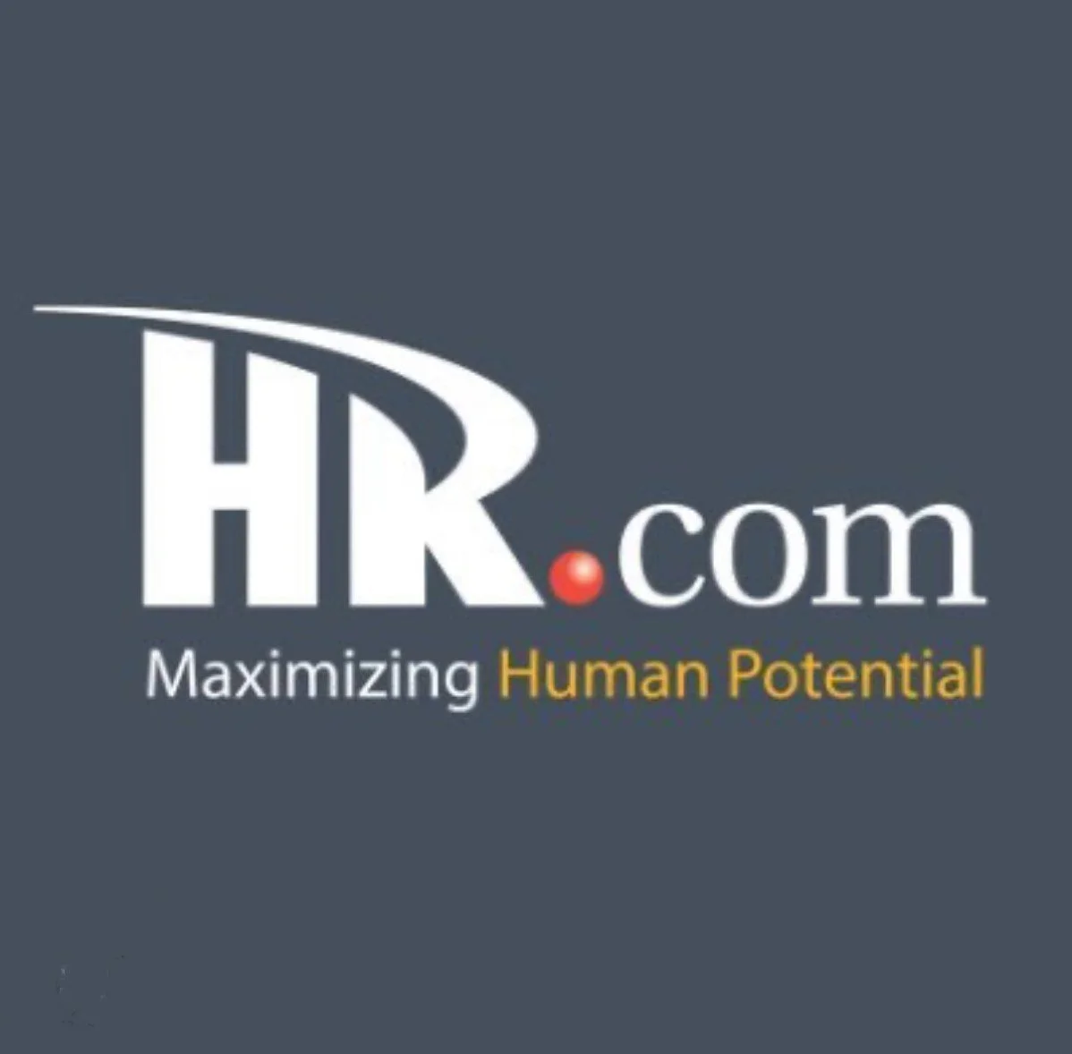 HR.com logo with the tagline 'Maximizing Human Potential' on a dark gray background.