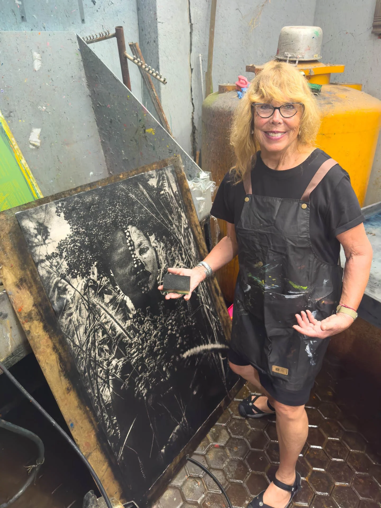 Caravan Gallery in La Conner, WA - Owner Linda making a Gumoil Print of her photograph in Bali. 