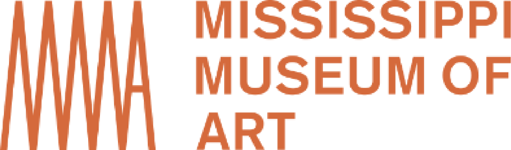 Logo of the Mississippi Museum of Art featuring stylized vertical lines representing trees, with the text 'Mississippi Museum of Art' in orange.