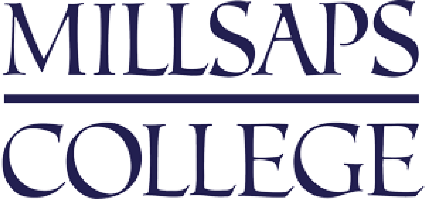 The logo of the Mill'saps College featuring the college name in large, blue, serif font with a horizontal line separating the top and bottom sections.