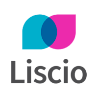 Logo with overlapping blue and pink shapes above the word 'Liscio' in black text.