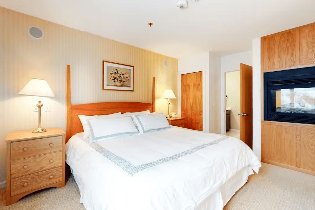 Master bedroom has a gas fireplace