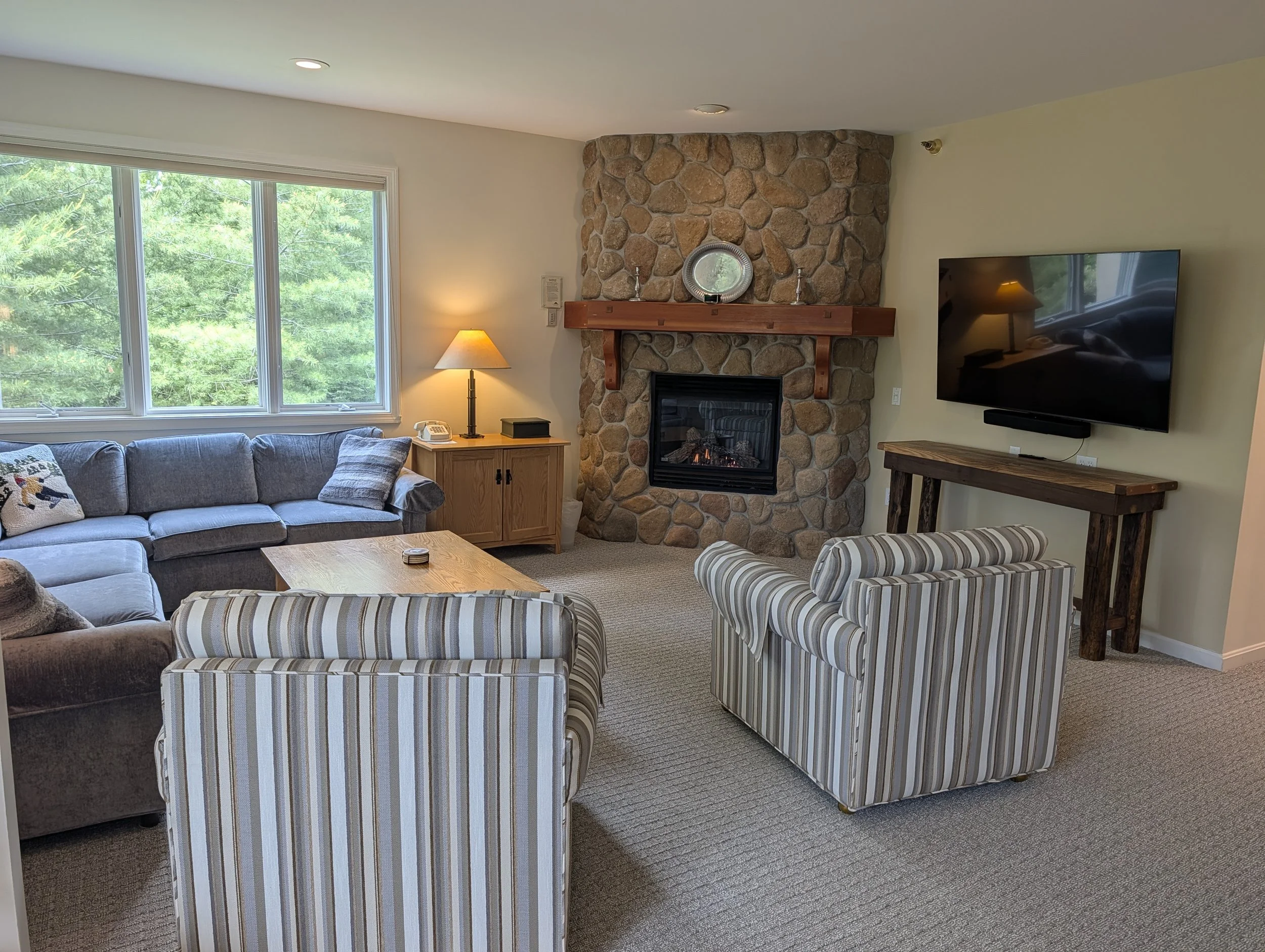 Living Room. Sofa includes a queen size pull out bed