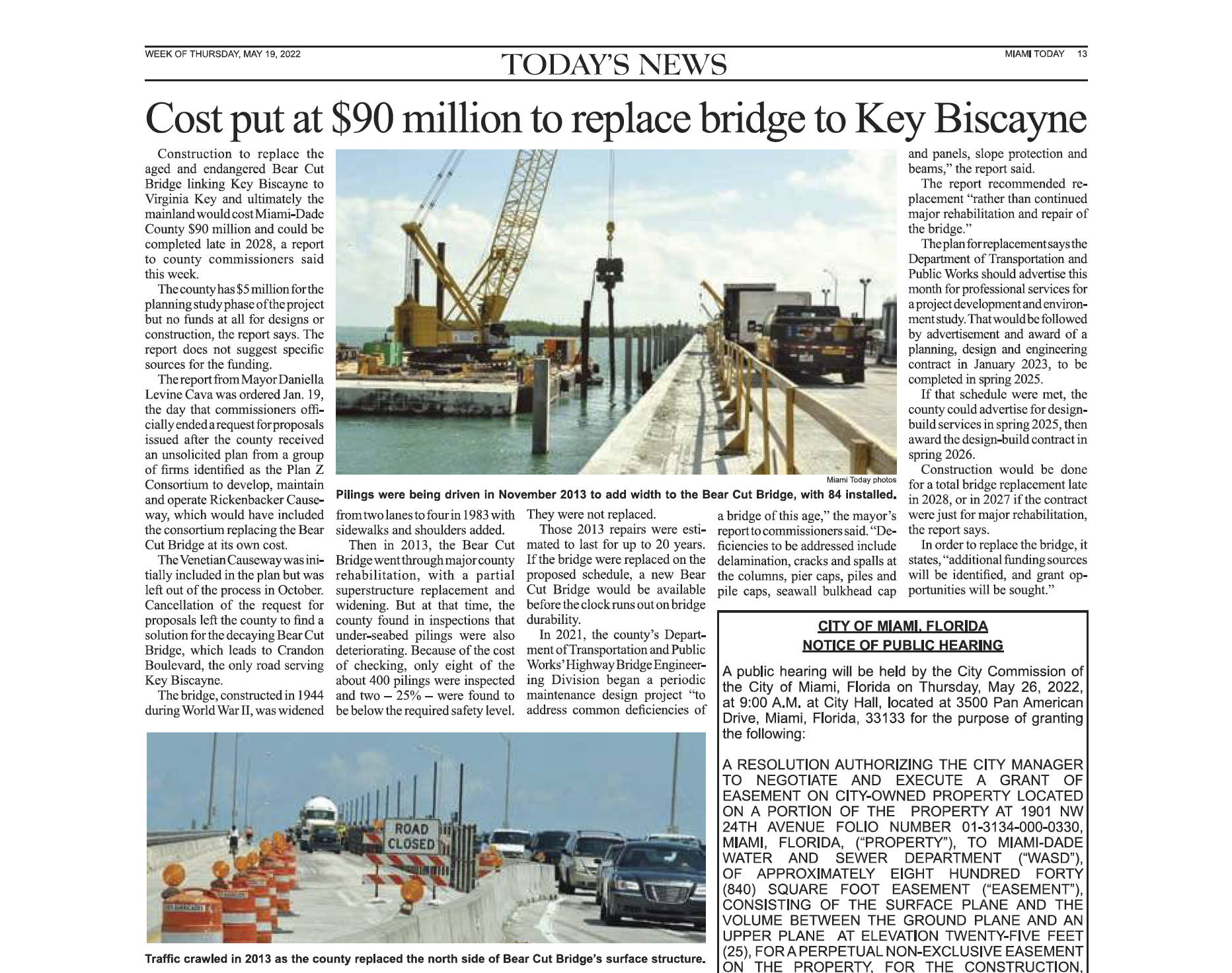 Cost put at $90 million to replace bridge to Key Biscayne