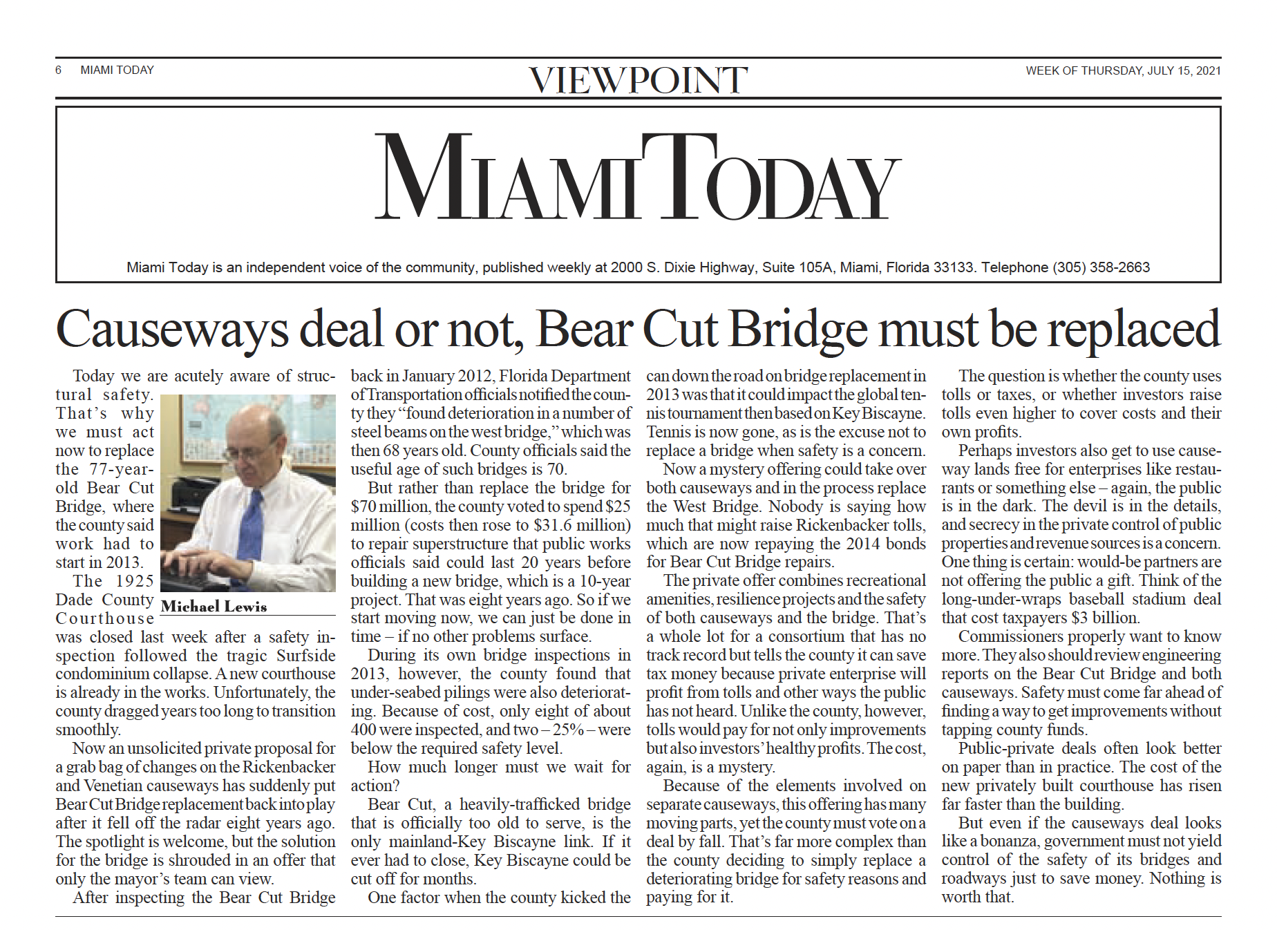 Causeways deal or not, Bear Cut Bridge must be replaced