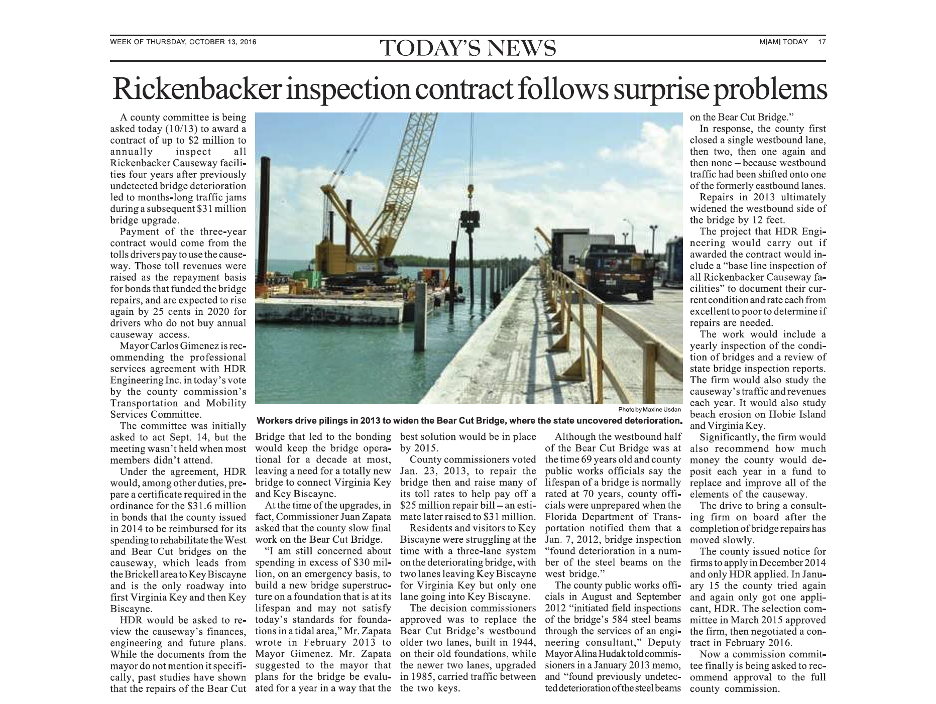 Rickenbacker inspection contract follows surprise problems