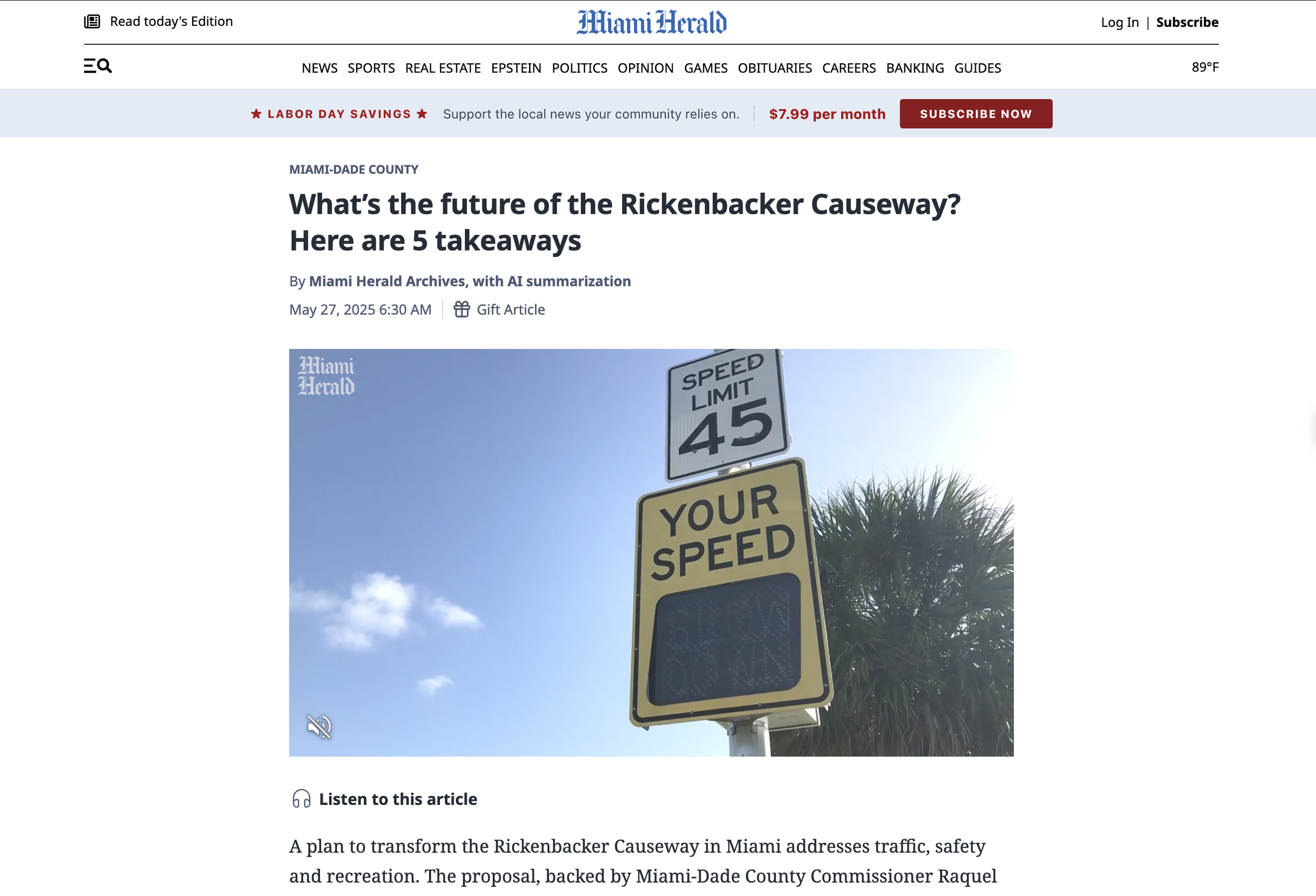 What’s the future of the Rickenbacker Causeway? Here are 5 takeaways — Miami Herald — May 27, 2025
