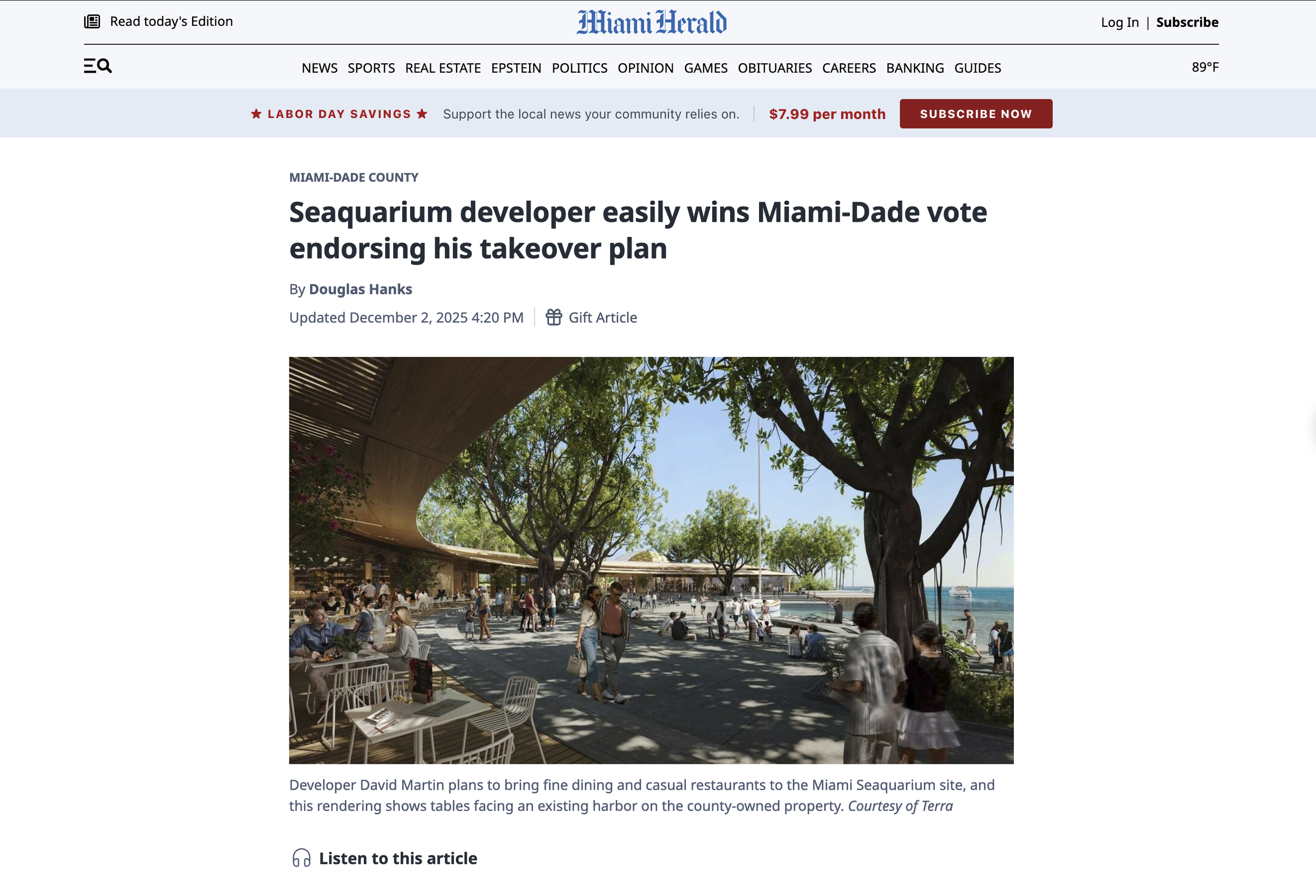 Seaquarium developer easily wins Miami-Dade vote endorsing his takeover plan — Miami Herald — December 2, 2025