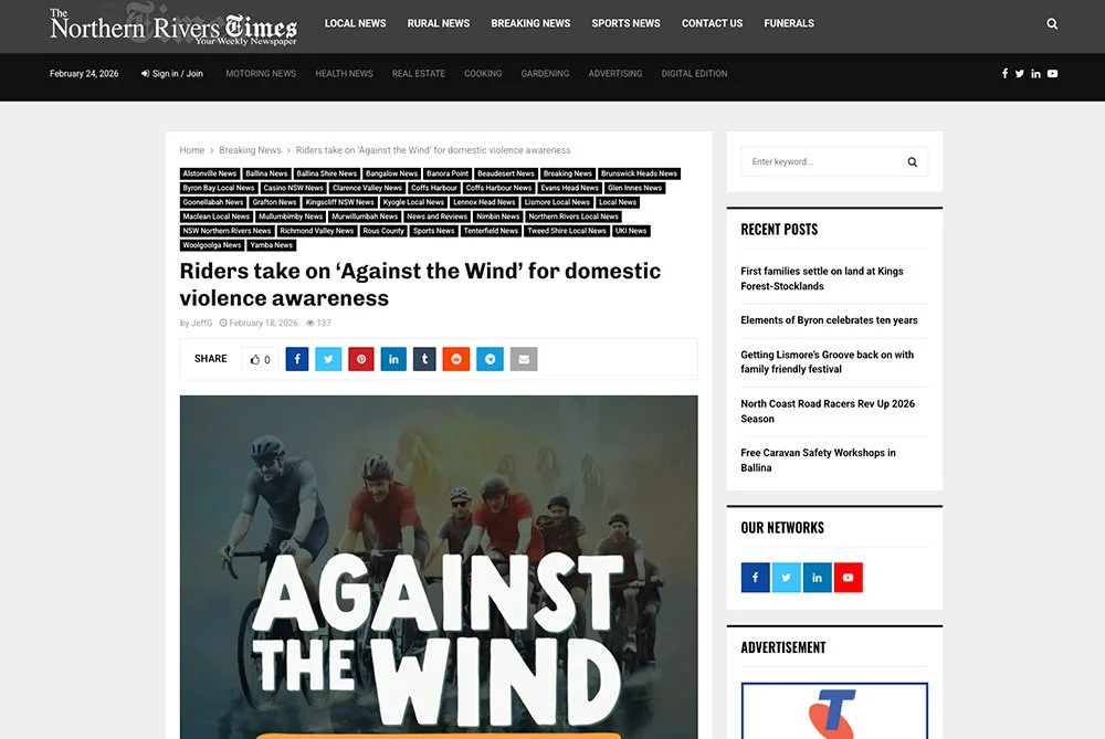 Against the Wind Charity Ride Featured in The Northern Rivers Times