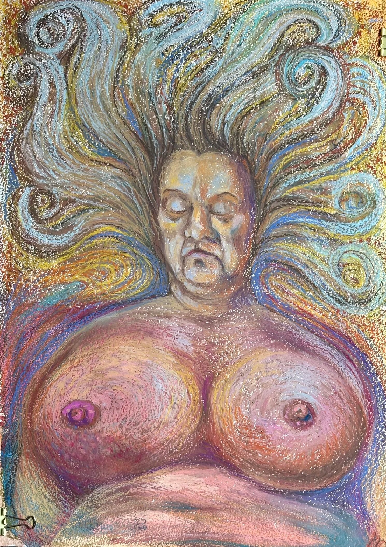 When The Soul Has Left The Body, oil pastel 14"x20” 2025