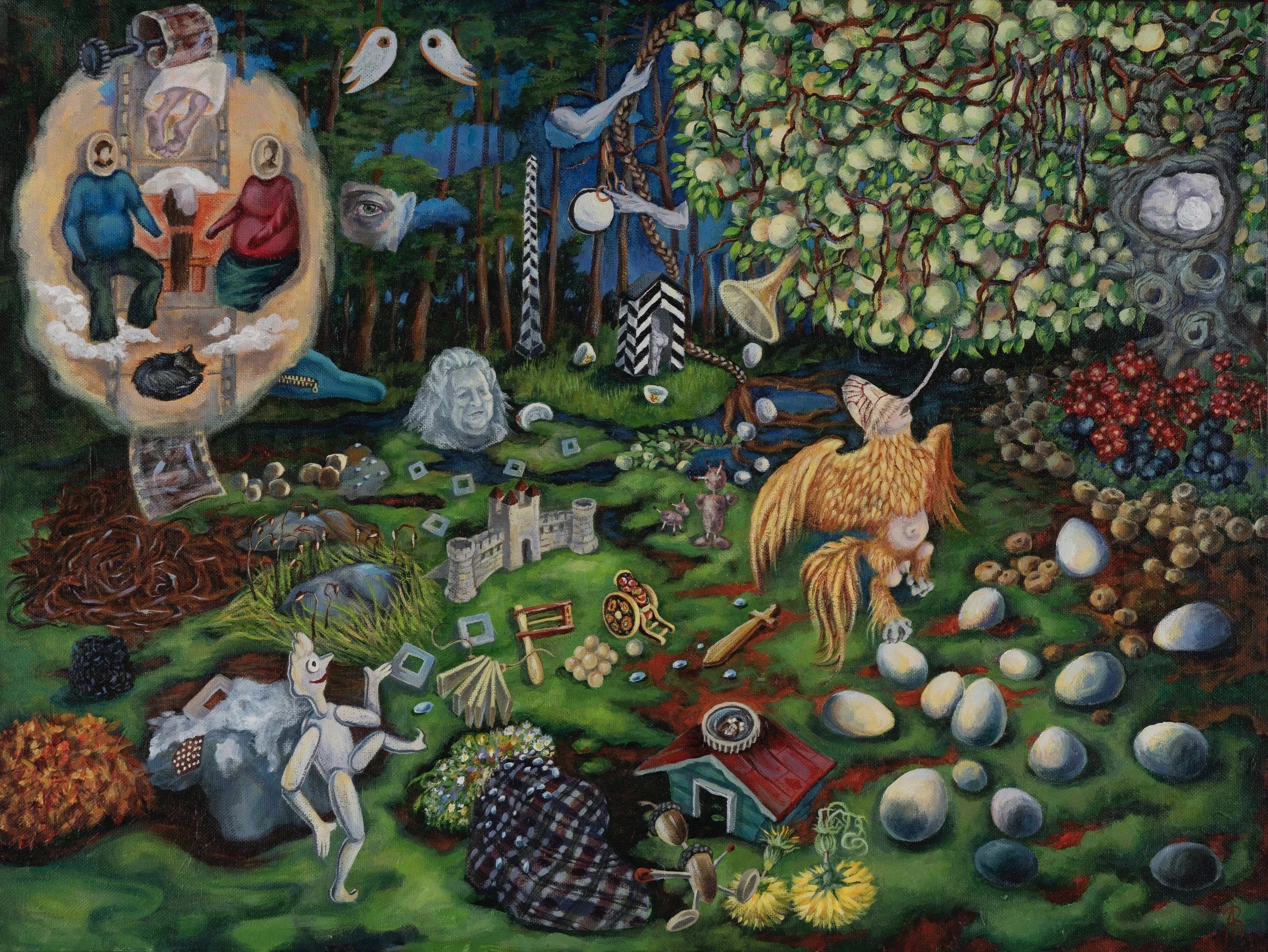 Unwound Memories, acrylic on canvas 18”x24” 2021