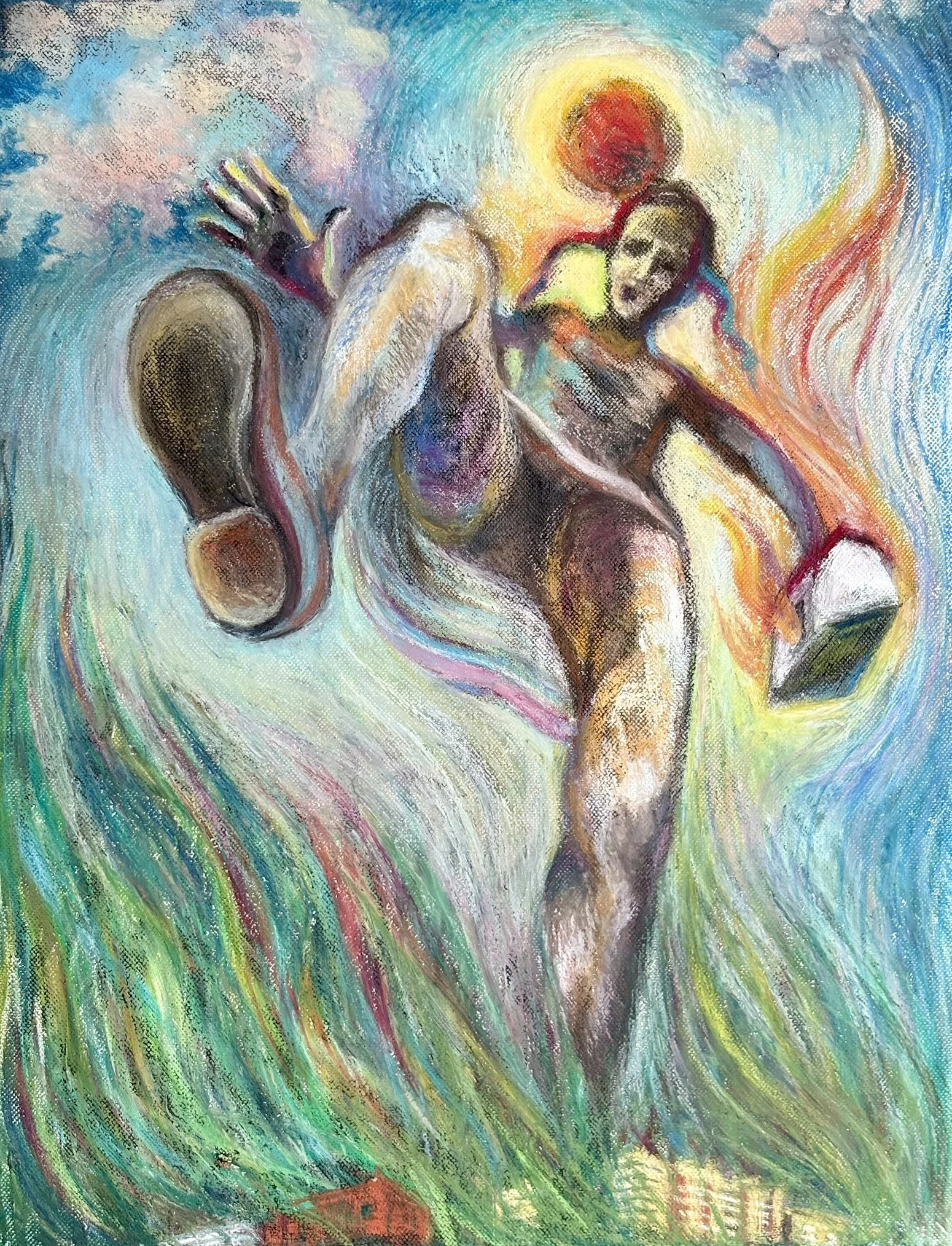 Fleets (Kорабли), mixed media on canvas 14”x16” 2022
