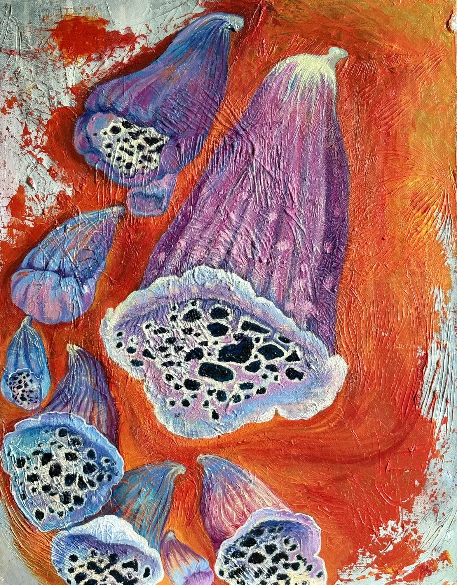 Digitalis (Наперстянка), acrylic on canvas 16”x20” 2024