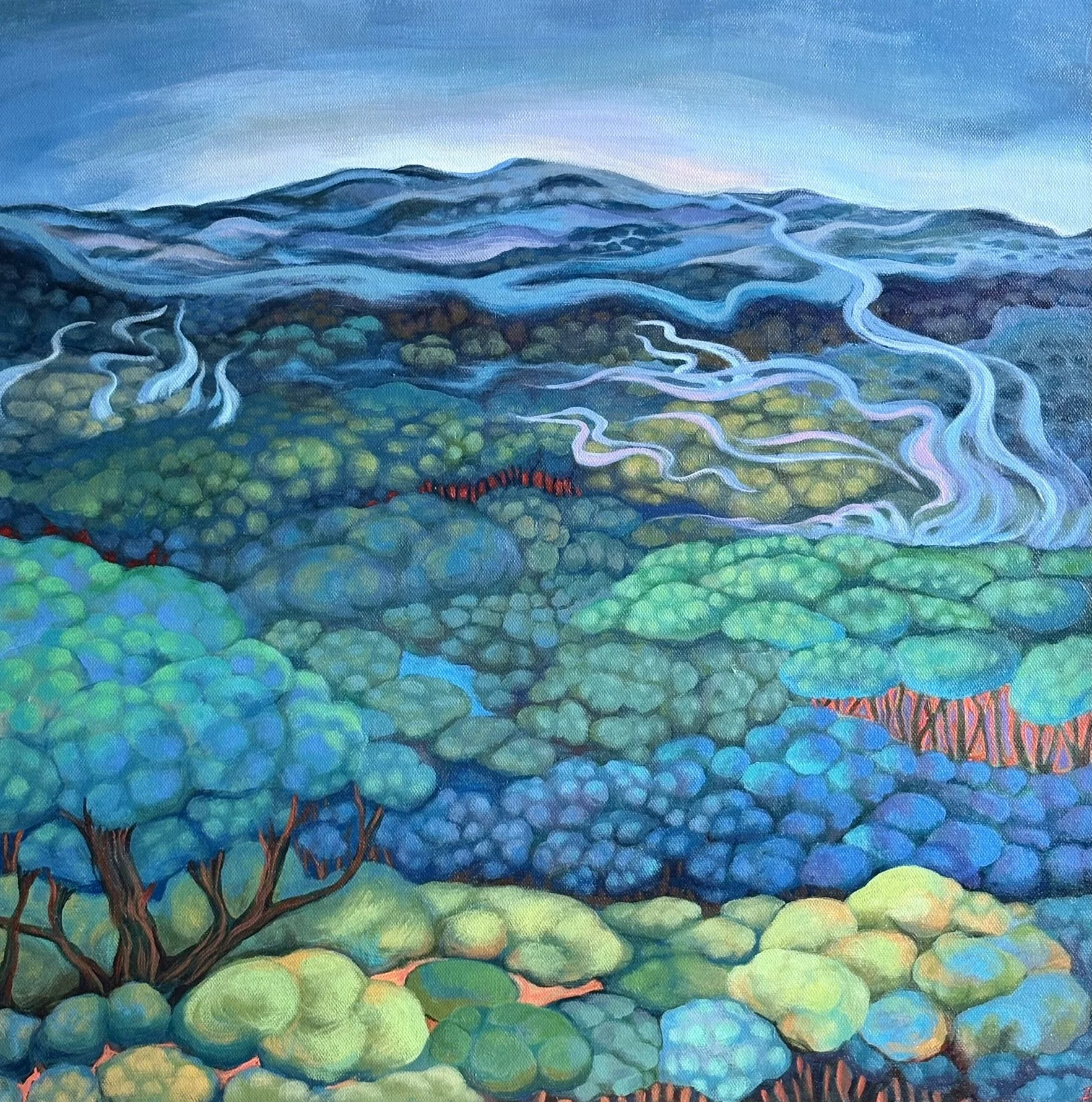 Smoky Mountains, summer acrylic on canvas 20”x20” 2024