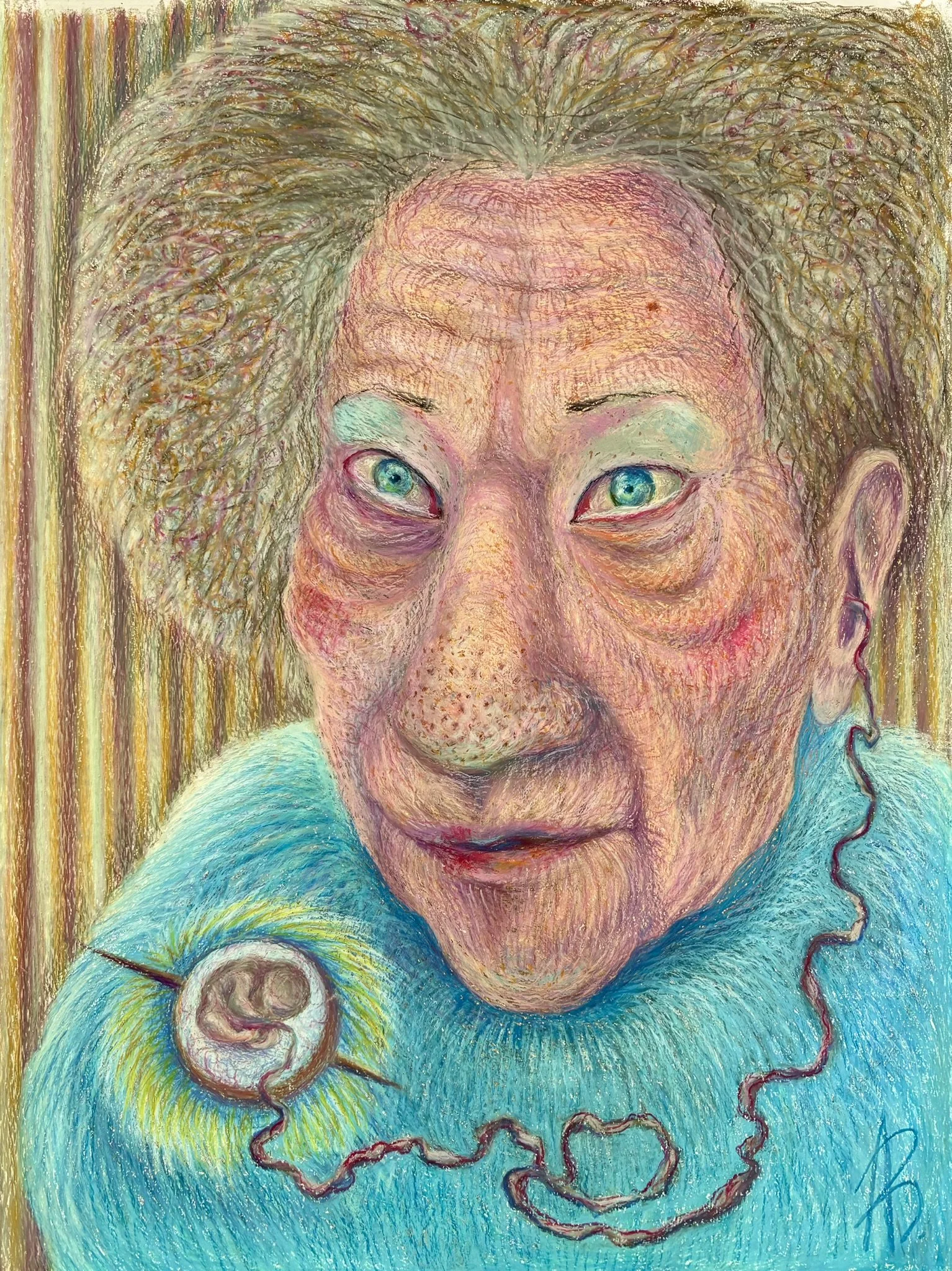 Motherhood, oil pastel on paper 23.5”x18” 2020