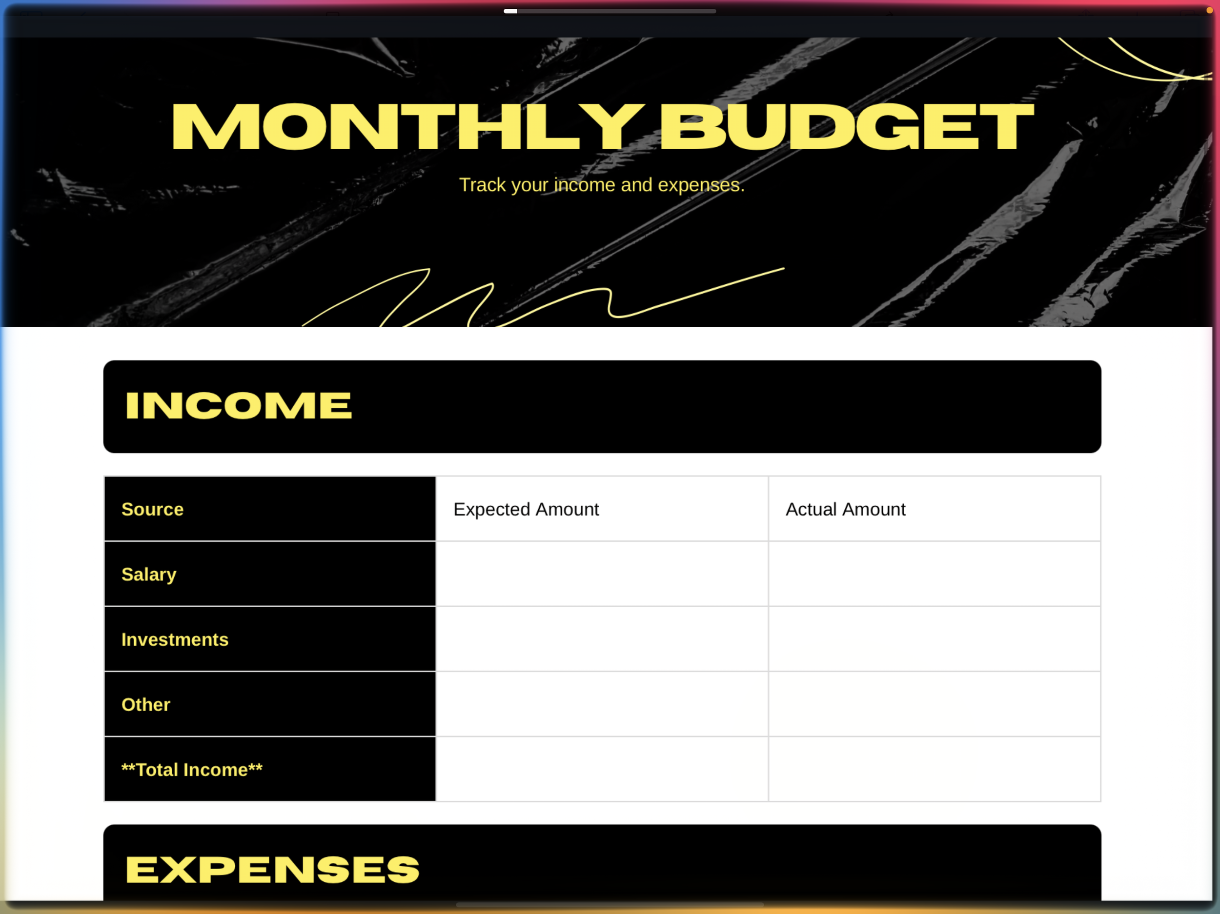 Monthly Budget