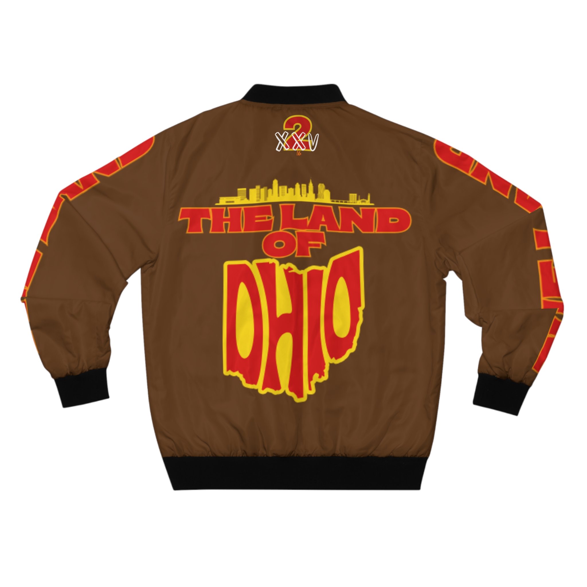 Cleveland The Land of Ohio Bomber Jacket — Vintage Browns City Skyline Design